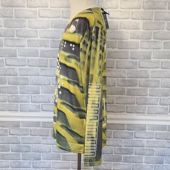 Flan Labs Cellar Soccer Jersey Mens XL Green Geo  Long Sleeve Blokecore NEW - Picture 2 of 8